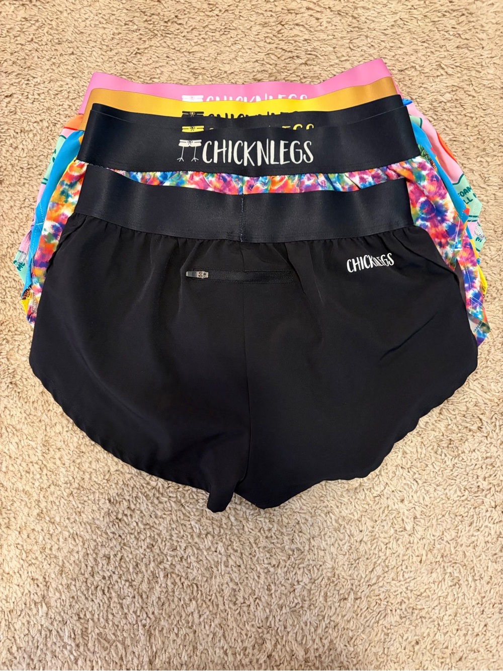 5 Pair - Chicknlegs Women's Athletic Shorts - Black & Multicolor Pack - Picture 4 of 16